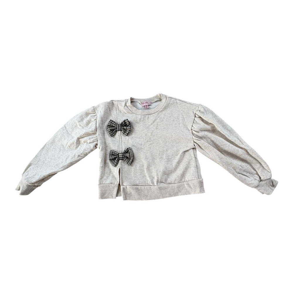 Paisley Lane Girls Sweatshirt‎ Size 10 Cream Pullover Bow Detail